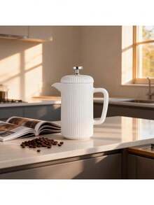 Porcelain French Press 650ml, Coffee Tea Maker With Stainless Steel Plunger, Ivory Father's Favorite Gift - Above 2L - View 7