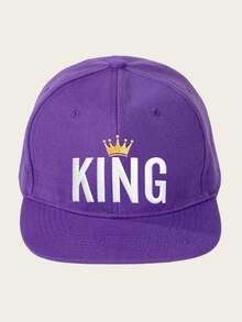 男士 KING 字母刺繡嘻哈帽，可調節防曬平帽簷棒球帽，街舞帽 - 皇冠 - 查看 8