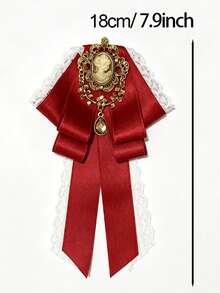 1pc Handmade Unisex Multi-Layer Lace Rhinestone Exquisite Bow Tie, High-End Elegant, Suitable For Uniform, Daily Wear, Party - Multicolor - View 3