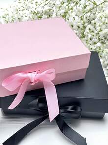 1pc Ribbon Gift Box, Foldable, Magnetic Closure, Wedding Gift Box, Bridesmaid Personalized Name Gift Box, Ribbon Gift Box With Lid, Can Be Paired With Bridesmaid Gift Box, Also Suitable For Birthday, Valentine's Day, Bridal Gift, Perfect Choice For Wedding, Birthday Or Any Occasion - Multicolor - View 3