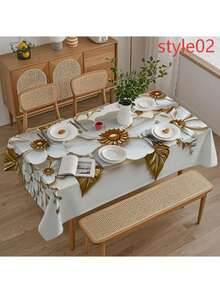 1pc 3D Embossed Floral Tablecloth, Modern Minimalist Nordic Style Home Decor, Rectangular Polyester Material, Washable & Reusable, Suitable For Daily Home, Dining Room, Living Room, Parties, Indoor/Outdoor Use - Multicolor - View 14