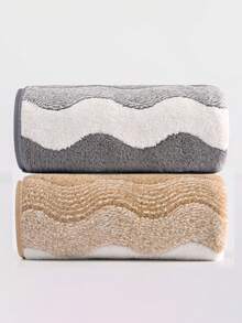 2pcs Modern Minimalist Fashion Coral Fleece Bath Towels, Ultra Soft, Quick Dry, No Shedding, Sauna Towel, High Absorbency - Multicolor - View 10
