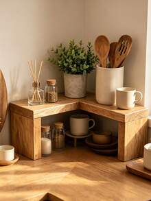 Rural Wooden Kitchen Counter Corner Rack: Farmhouse Decoration, Kitchen Storage, Display Rack - View 6