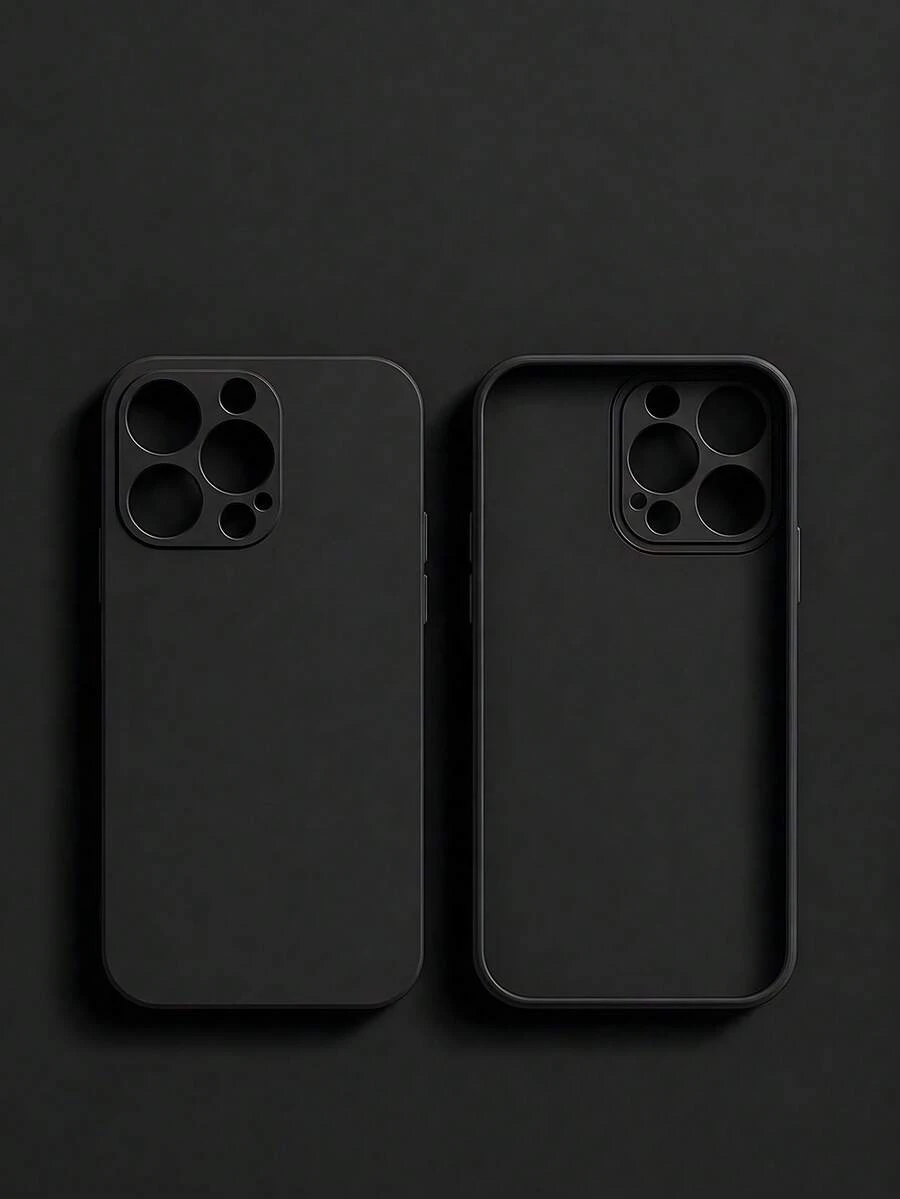 VRNOEI 黑色修身時尚直邊手機殼，相機保護設計，防震功能，適用於 iPhone 11 12 13 14 15 16 17 Pro Max