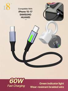 Kabel USB C ke USB C D8 1,2M Jalinan Nilon 100W 5A Kabel Pengisian Cepat PD dengan Layar Digital LED Pengukur Daya, Kabel Pengisi Daya Tipe C, Kompatibel dengan iPhone Duo/18/17/16/15, Galaxy S24/S23/S22 Kabel Sinkronisasi Data Pengisian Cepat, Kabel Tipe C Jalinan Tahan Lama - Beraneka warna - View 12