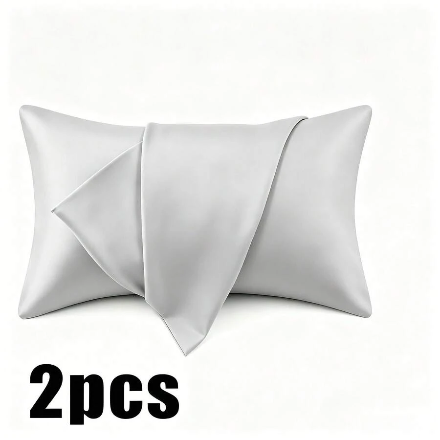 2pcs Cooling Pillowcase Set, Soft & Breathable, Wrinkle-Resistant, Gentle On Hair & Skin, Enhances Sleep Quality, Machine Washable - Rock Mountain Ash - View 1