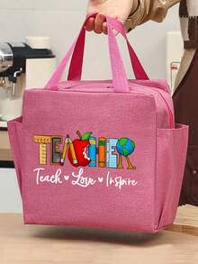 Bolsa de almuerzo aislada con tema de maestro, bolsa de picnic de moda, bolsa portátil de aluminio reforzado; adecuada para oficina, escuela, viajes y vacaciones; regalo perfecto para maestros en el Día del Maestro o Navidad; bolsa de moda para estudiantes o jóvenes, también adecuada para llevar libros, compras o temporada de regreso a la escuela; regalo ideal para expresar gratitud a los maestros, esencial para el regreso a la escuela - Multicolor - Ver 5