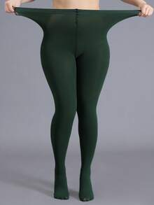 1 Pair Punk Style Army Green Thin Tights For Women, Suitable For Daily Wear, Dating And Casual Outfits - Army Green - View 5