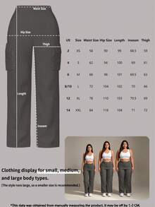 Pantalones rectos de unicolor casual para mujer con bolsillos, versátiles para uso diario, primavera/otoño/invierno - Gris Oscuro - Ver 8