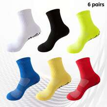 1/3/6 Pairs Non-Slip Football Socks With Grip Dots, Shock-Absorbing, Wear-Resistant, Thickened, Breathable Sports Football Socks - Multicolor - View 19