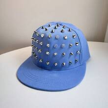 1pc New Rivet Design Flat Brim Baseball Cap, Fashion Versatile Hip-Hop Hat, Solid Color Party Polyester (Polyester) - Multicolor - View 9