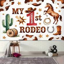 Background Banner Vibrant Western Cowboy 1st Birthday Party Theme Pattern Party Decoration Banner, Birthday, Anniversary And Photography Studio Props - Indoor And Outdoor Celebrations - Multicolor - View 6