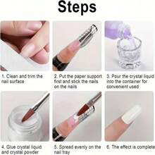 2pcs Set, Includes 1 Nail Brush, 1 Glass Mixing Cup, Professional Nail Extension Tools, Suitable For Acrylic Nail Tips - Multicolor - View 6
