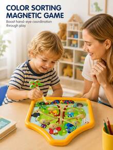 1pc Magnetic Maze Board Toy, Montessori Preschool Learning Bead Puzzle, Fine Motor Skills And Hand-Eye Coordination Activity Toy, Travel Toy Gift For Boys And Girls - Brush Drawing Board - View 6