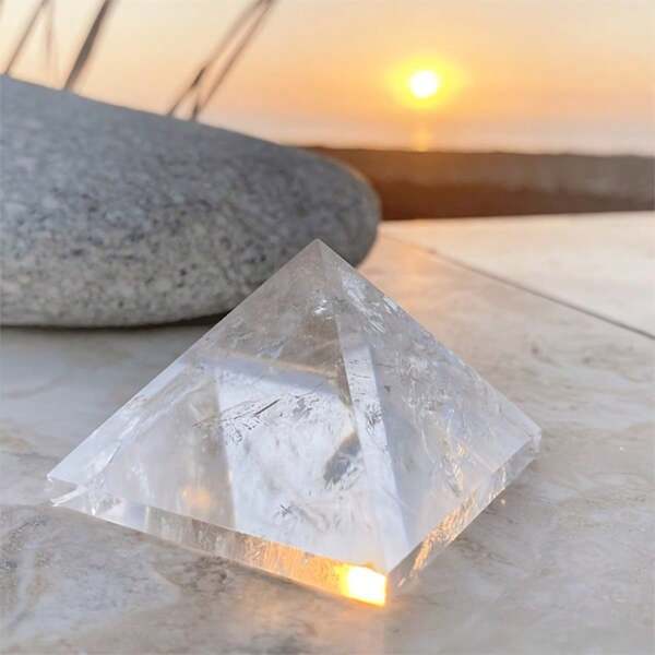 1pc/2pcs Random Natural Transparent Crystal Pyramid Decor, Bohemian Style Home Decoration Crystal Tower, Great Gift For Holidays