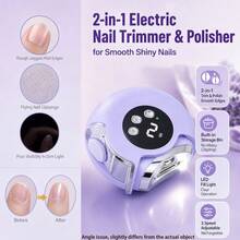 2-In-1 Electric Nail Clipper And Polisher, 3-Speed Adjustable Wireless Nail Trimmer With LED Light And Nail Debris Collector, USB Rechargeable Portable Manicure Tool For Smooth And Shiny Nails, Suitable For Home, Travel And Daily Use - Multicolor - View 3