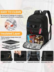 NEWHEY Mochila para portátil de 17.3 pulgadas, bolsa de almuerzo impermeable, mochila de gran capacidad para trabajo, viajes, negocios y estudiantes - Negro - Ver 6