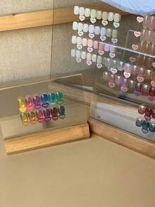 壓克力指甲油展示板，透明設計，用於展示凝膠指甲油顏色，便攜式凝膠指甲油顏色架 - 棕色 - 查看 4