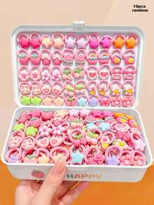 30/10pcs Pink Cartoon Resin Hair Ties, Sweet Cute Hair Accessories - Suitable For Girls And Women, Essential For Daily Hairstyling - Multicolor - View 15