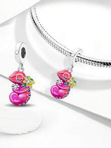 1pc Fashionable Delicate Gentle Flower Chameleon Beaded Pendant, Suitable For DIY Making Bracelets, Necklaces And Other Jewelry, Perfect Gift For Women - Silver - View 7