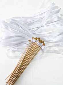 20/10/1pc White Yellow Ribbon Magic Wand, Silk Fairy Wand With Gold Bell, Wedding Ribbon Decoration, Suitable For Wedding, Party, Birthday, Holiday Decoration And Event Props, Party Magic Wand, Party Gift, Wedding Party Event Decoration, Holiday Birthday Celebration - Golden Bell Ribbon - View 5