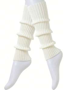 Women Cute Knit Leg Warmer Leg Warmers For Dance, Cozy - White - View 2