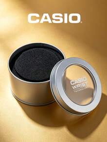 Casio Round Silver Tin Watch Gift Box, Transparent Window Metal Storage Case With Sponge Liner For Wristwatch Packaging & Holiday Gift Giving - Silver - View 3