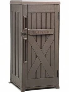 YITAHOME 51 Gallon Resin Package Delivery Box Outside, Storage Box With Lockable Secure, Resin Deck Box Porch, Curbside(Black) - Brown - View 1