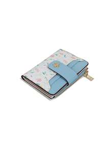 CHARM INFINITE Macaron Color Patchwork Wildflower Mini Trifold Wallet Leaf Snap Button Zipper Coin Purse Card Holder For Women,Clutch Bag For Women - Multicolor - View 12