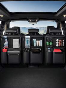 Car Storage Bag Suitable For All Car Models, Made Of Artificial PU Material, With 4 Storage Compartments, Fashionable Black Design, Perfect Gift For Car Enthusiasts - A - View 10