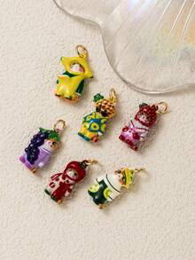 1pc Fruit Cat Pendant, Exquisite Cute Style, 14K Gold Plated, Copper Material, Suitable For DIY Charm Bracelet Pendant, Necklace Pendant, Women's Jewelry - Multicolor - View 4