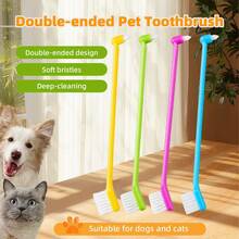 Pet Multi-Color Dual-Head Toothbrush, Dual-Head Design, Cat & Dog Oral Care - Multicolor - View 1