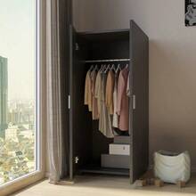 Kids 2-Door Wardrobe - Grey - View 11