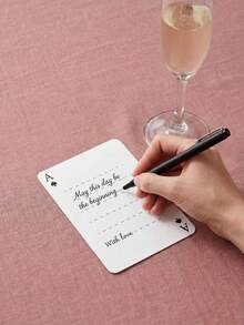 Personalized Custom Wedding Playing Cards Set (54 Cards) - Guest Book Alternative, Blank Message Cards, DIY Signature Favors, Unique Keepsake Cards, Elegant Floral & Letter Design, Suitable For Weddings, Engagements, Bridal Showers - Multicolor - View 5