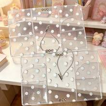 Cute Polka Dot Transparent PVC Mini Binder Cover, Transparent Plastic Pocket Notebook Protector, Macaron Color/White Polka Dot Loose-Leaf Planner Shell, DIY Scrapbook Decoration Stationery Accessories - A - View 9