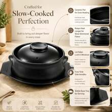 1 Pcs Korean Stone Pot Clay Cooking Pot Set, 38 Oz Heat Resistant Ttukbaegi, Ceramic Dolsot Bowl With Lid And Trivet, Ideal For Bibimbap, Korean Soup, Stew, Ramen And Rice - View 4