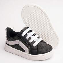 Tenis Menina Baby Leve |  Estilo Casual Com Conforto Premium, Melhor Qualidade | ENTREGA RAPIDA! - PRETO-PRATA vs - Visão 5