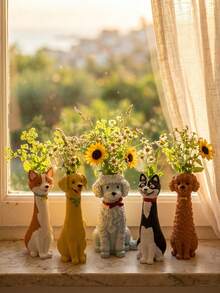 1pc Handmade Funny Dog-Shaped Unique Resin Vase, Home Desktop Decor Ornament | Home Decor, Room Decor, Bohemian Style, Desktop Decor, Cute Collectible, Unique Gift, Dining Table Centerpiece, Housewarming Gift - New Model - View 3