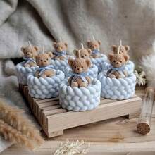 SILIKE LUFEI 2pcs Sitting Bear & 2-Layer Rope Candle Holder Silicone Mold, Suitable For Resin, Plaster, Candle, Aromatherapy Products, Home Decor, Wedding Tabletop Display - Silicone Mold - View 4