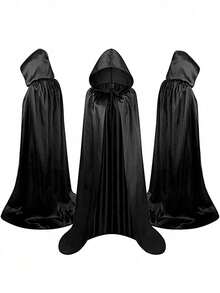 1 buah Jubah Berkerudung Halloween Unisex, Kostum Penyihir Vampir Penyihir Gagak Dewasa, Jubah Berkerudung Unisex - MultiWarna - View 2