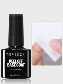 TOMICCA 8ml/1入 透明可撕除底膠，無需UV LED燈照，長效凝膠指甲油，適用於美甲設計DIY沙龍美甲或女性禮物 - 無色 - 查看 2