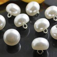 200/100/25pcs 10mm White Pearl Buttons – Round Mushroom Shape Decorative Sewing Buttons For DIY Craft, Clothing & Accessories - A - View 8