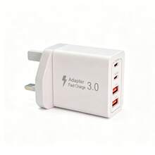 55W PD&QC 4合1快速牆插充電器 英國插頭，2USB-C+2USB-A 多口適配器，相容 iPhone 17/16 全系列及所有機型 - 英規插(220-240V) - 查看 10