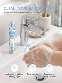 Limpeza Suave Portátil Refrescante, 2-Pacote LAIKOU Folhas de Sabonete Descartável de Leite & Flor de Cerejeira, Folhas de Sabonete Hidratante e Calmante de Tamanho de Bolso, Conjunto Portátil de Lavagem de Mãos para Viagem, Uso Externo e Cuidados de Higiene Diária - 2 unidades - Visão 9