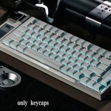 120+ Teclas translúcidas blancas, material PBT+PC, altura Cherry, teclas impresas lateralmente, compatibles con interruptores Cherry/Gateron MX, adecuadas para regalos y uso personal, teclas intercambiables en caliente, teclas personalizadas altamente atractivas, combinación de escritorio - Ver 5