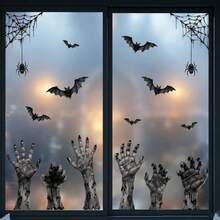1pc Halloween Window Decal, Gothic Shadow Hand Silhouette, Vinyl Electrostatic Glass Sticker, Suitable For Living Room Window Display, Holiday-Themed Party Decoration. - Multicolor - View 2