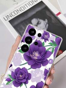 1件透明TPU防摔紫色花卉圖案手機殼，適用於 Galaxy S23 Ultra/A14/A24 Android手機、Note 12 Pro/Pixel 8/8 Pro/9 Pro XL Android手機 - 彩色 - 查看 2
