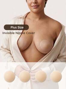 Plus Size Reusable Self-Adhesive Silicone Nipple Covers,Ultra-Thin & Invisible Self-Adhesive Nipple Pasties, Lingerie Accessories Almond Wedding Bra - Multicolor - View 1