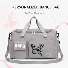 Personalized Travel Organizer Bag, Black Butterfly Print, Large Capacity Independent Shoe Compartment Handheld Crossbody Multifunctional Bag, Dance Class Tote Bag, Suitable For Swimming Class, Fitness, Training, Back To School Season Gift - Multicolor - View 9