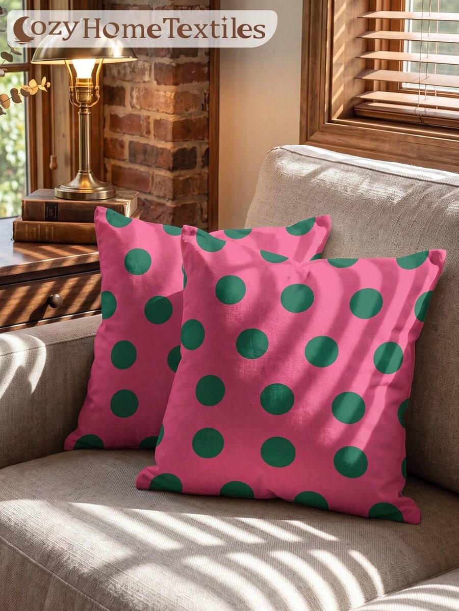 1/2pcs Polka Dot Print Pillowcase (Pillow Insert Not Included), Single-Sided Print, Soft & Breathable, Anti-Pilling, Skin-Friendly & Durable, 45*45/50*50/40*40CM, Home Decor, Suitable For All Seasons, Machine Washable, OEKO-TEX Certified - Multicolor - View 1